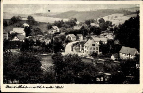 Postcard Mohorn Wilsdruff Saxony, landscape with houses, streets and trees, black and white photo
