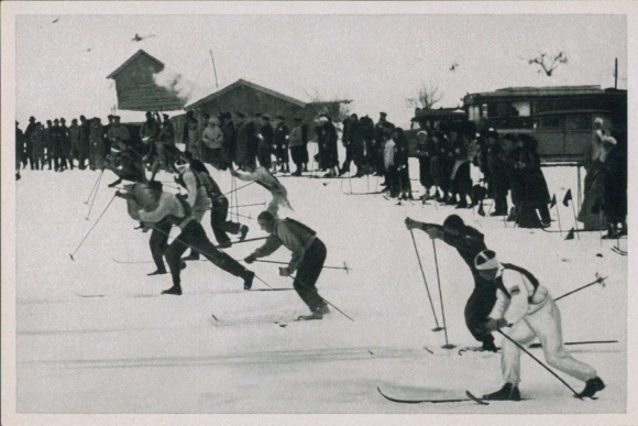 Collector's card Olympics 1936, Winter Games, start of the ski relay
