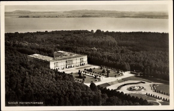 Postcard Herrenchiemsee Herreninsel Chiemsee Upper Bavaria, castle, panorama