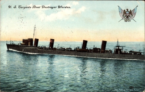 Ak US Torpedo Boat Destroyer Worden, Kriegsschiff