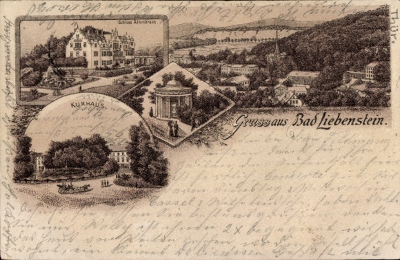 Chromo-Litho Bad Liebenstein in the Thuringian Forest, Kurhaus, Altenstein Castle