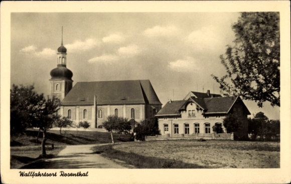 Ak Rosenthal Bielatal Saksisch Zwitserland, bedevaartsoord kerk, gebouw, landschap
