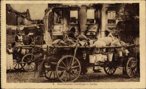 Postcard Działdowo Soldau East Prussia, Returning Refugees