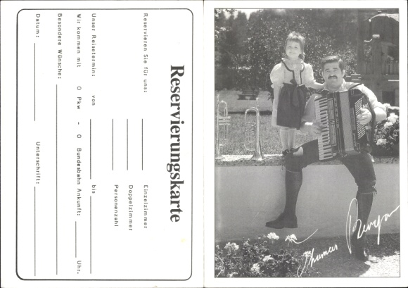 Folding Postcard Ainring in Upper Bavaria, Gasthof Ruppertihof, Zum singing Wirt, reservation card