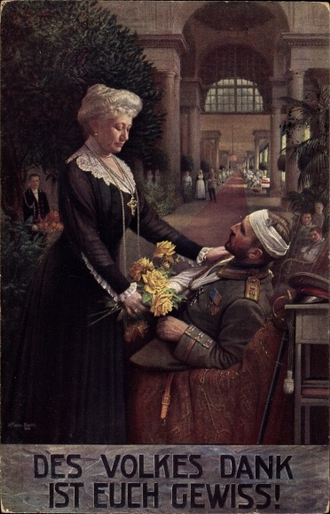 Artist PC Fischer, The people&#39;s thanks are certain, Empress Auguste Viktoria visits a war veteran