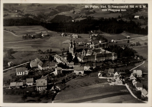 Postcard St. Peter im Schwarzwald, aerial photograph