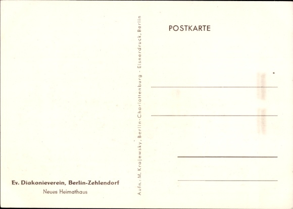 Postcard Berlin Zehlendorf, street section at the Protestant Diakonieverein, Neues Heimathaus