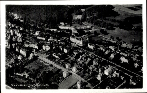 Postcard Bad Wildungen in Hesse, aerial photograph, spa district
