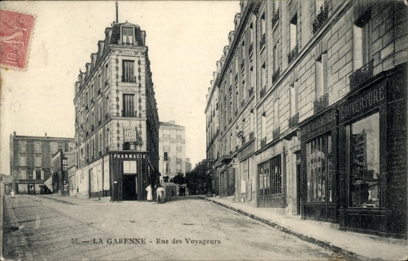 Postcard La Garenne Colombes Hauts de Seine, city view, pharmacy, residential building, street,