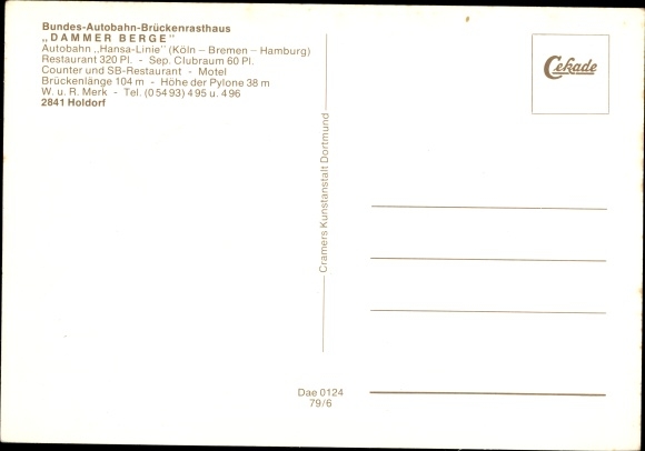 Postcard Nellinghof Schierberg Neuenkirchen Vörden in Oldenburg, Autobahn Brückenrasthaus Dammer Berge