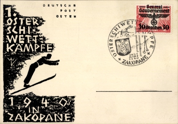 Künstler Ak Zakopane Polen, 1. Osterskiwettkämpfe 1940