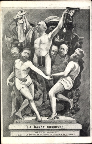 Postcard La Danse Combiste, Combes, caricature