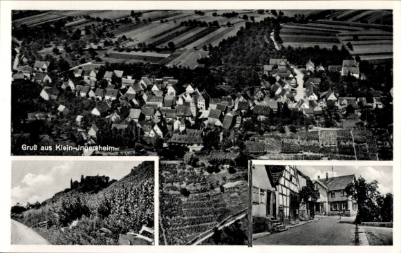 Postcard Kleiningersheim Ingersheim am Neckar, aerial photograph, street view