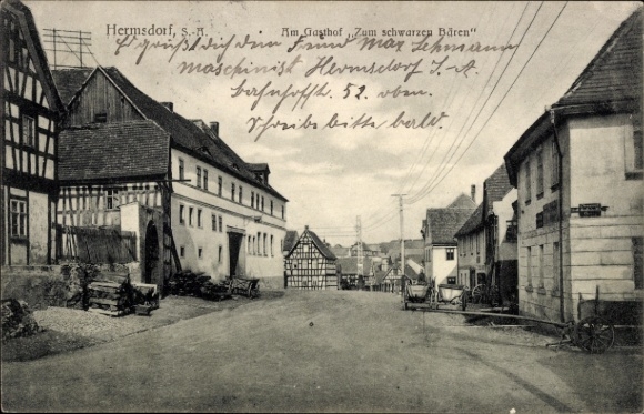 Postcard Hermsdorf in Thuringia, Gasthof Zum schwarzen Bären