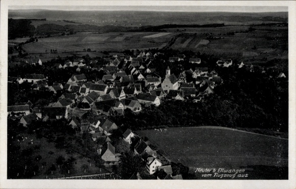 Postcard Ellwangen an der Jagst Württemberg, aerial view of impressive view, many roofs