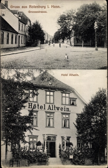 Postcard Rotenburg an der Wümme, Grossestrasse, Hotel Altwein