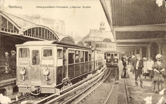 Postcard Hamburg, underground station Lübecker Straße