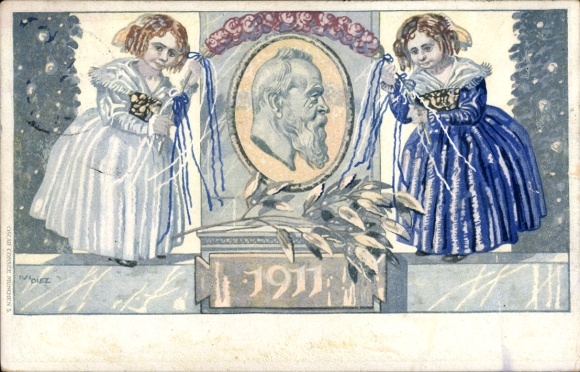 Postwaardestuk kunstenaarsbriefkaart Diez, M., prins-regent Luitpold van Beieren 1911, 5 Pfennig