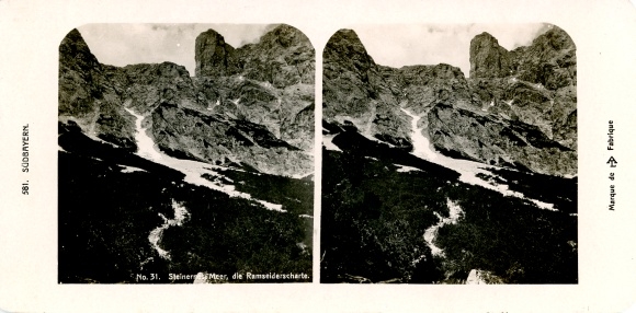 Stereo photo Salzburg Austria, Steinernes Meer, Ramseider Scharte