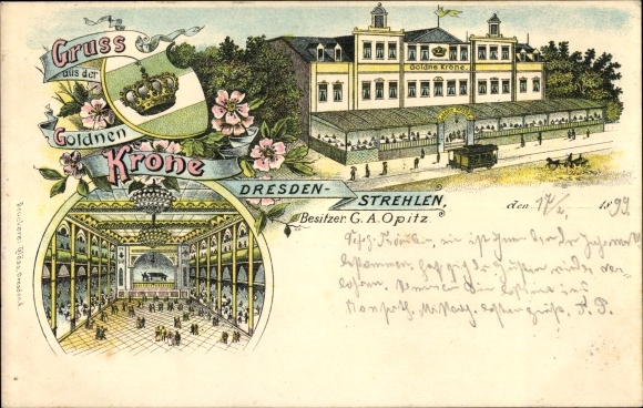 Chromo-Litho Dresden Strehlen, Inn Goldne Krone, interior view