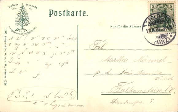 Postcard Stolberg in the Harz, castle church and castle