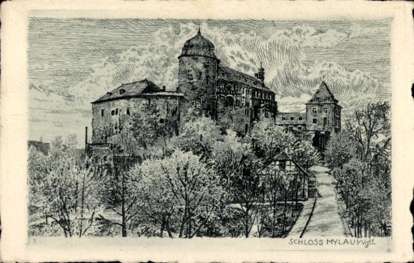 Künstler Ak Mylau Reichenbach im Vogtland, Schloss
