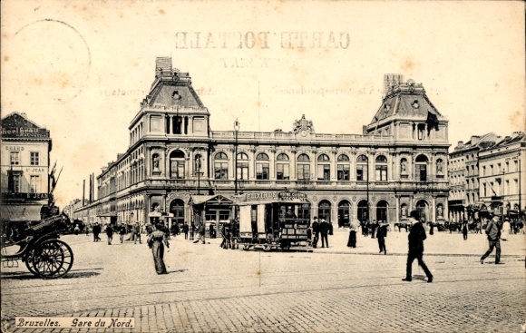 Postcard Brussels Brussels, Gare du Nord, tram