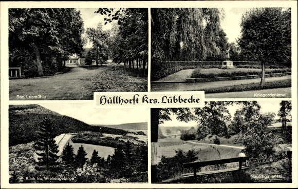 KP Hüllhorst w Westfalii, Bad Lusmühle, pomnik wojenny, dolina słowików, Wiehengebirge
