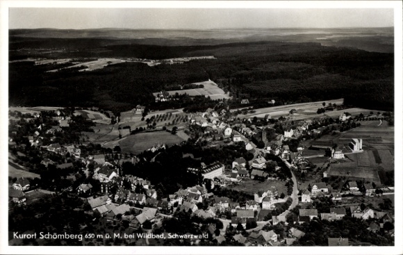 Postcard Schömberg in the Black Forest Württemberg, aerial photograph