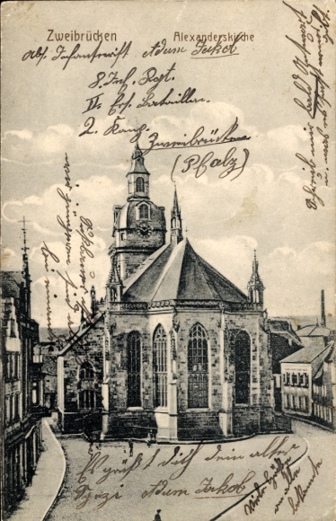 Postcard Zweibrücken in the Palatinate, Alexander Church