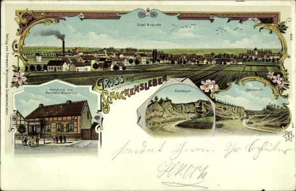 Litho Schackensleben Hohe Börde Sachsen Anhalt, Steinbruch, Geschäft, Totalansicht