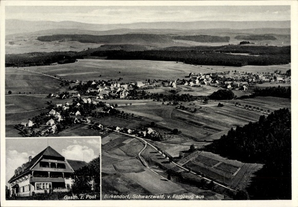 Ak Birkendorf im Schwarzwald Baden Württemberg, Fliegeraufnahme, Gasthaus zur Post