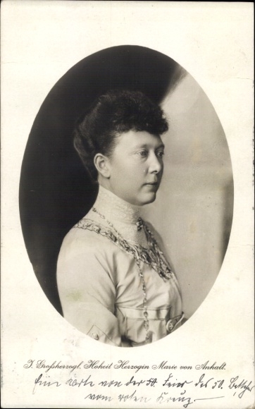 Ak Hertogin Marie van Anhalt, portret