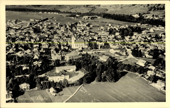 Ak Oberstdorf im Oberallgäu, Fliegeraufnahme
