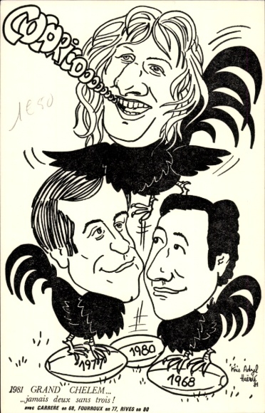 Artist Postcard 1981 Grand Chelem, Carrere, Fourroux, Rives, Rugby