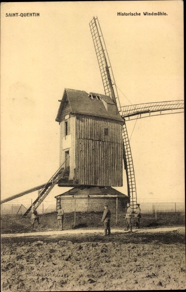 Postcard Saint Quentin Aisne, Historic Windmill