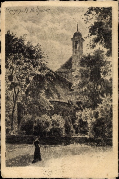 Artist Postcard Kleinmachnow in Brandenburg, Church