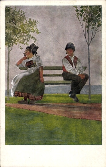 Artist Postcard Spindler, Erwin, Bouderie, The Sulking Ones, Traditional Costume