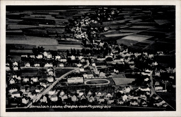 Postcard Bernsbach Lauter-Bernsbach in the Ore Mountains of Saxony, aerial photograph