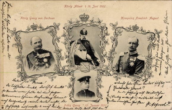 Ak König Albert von Sachsen, König Georg, Kronprinz Friedrich August, Prinz Georg