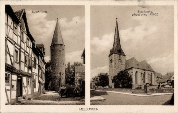 Picture PC Melsungen in Hesse, Owl Tower, town church, built 1415-25, Melsungen