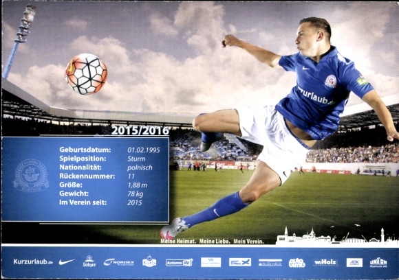 Autograph card footballer Maik Lukowicz, FC Hansa Rostock, autograph