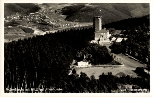 Postcard Lennestadt in the Sauerland, Hohe Bracht, observation tower, view of Altenhundem, forest, landscape