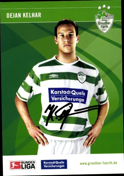 Autograph card footballer Dejan Kelhar, SpVgg Greuther Fürth, autograph