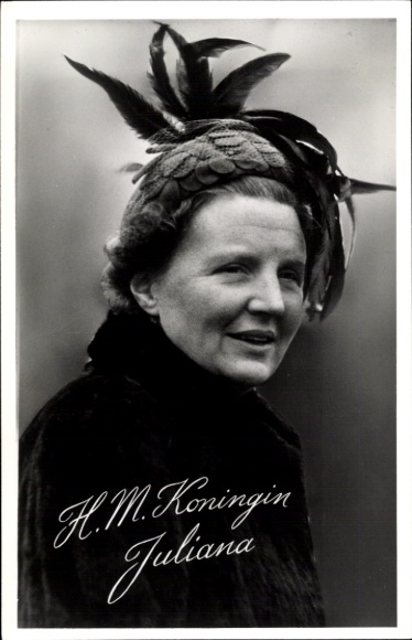 Królowa Holandii Juliana, portret, kapelusz z piórami
