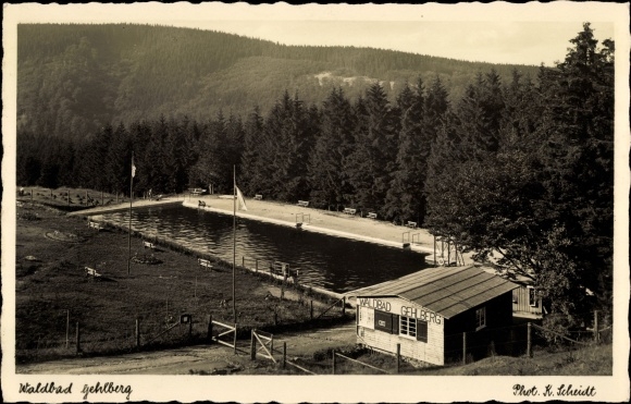 PC Gehlberg Suhl Thuringia, view of the forest pool, swimming pool