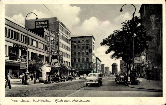 Postcard Mannheim in Baden Württemberg, Knörzerbau, water tower, cinema