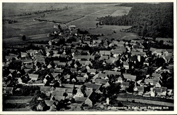 Postcard Bodersweier Kehl am Rhein, aerial photograph