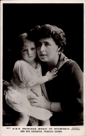 Postcard Princess Marie of Roumania and her daughter, Princess Ileana