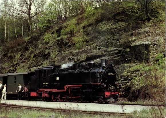 Ak Kipsdorf Hainsberg Freital in Saksen, smalspoor, locomotief 99 1784-0